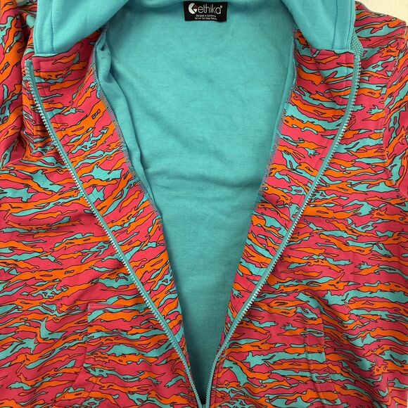 Ethika Abstract Camo Full Zip Hoodie Men XL Pink Orange Blue Full Zip Jacket - Picture 5 of 14